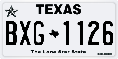TX license plate BXG1126