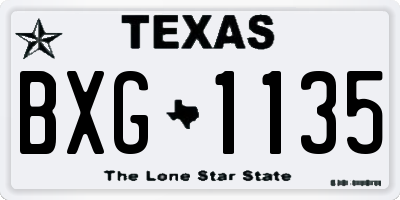 TX license plate BXG1135