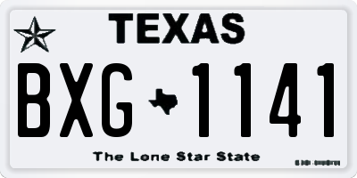 TX license plate BXG1141