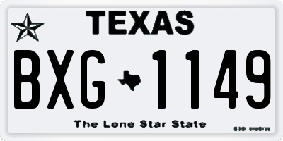 TX license plate BXG1149