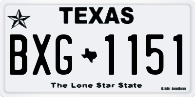 TX license plate BXG1151