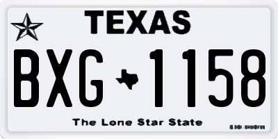 TX license plate BXG1158