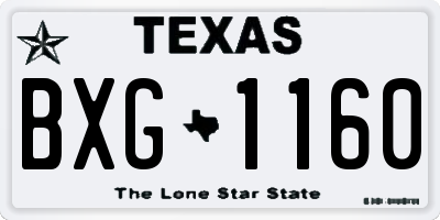 TX license plate BXG1160