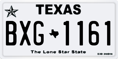 TX license plate BXG1161