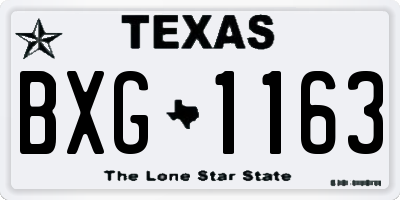 TX license plate BXG1163
