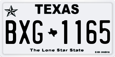 TX license plate BXG1165