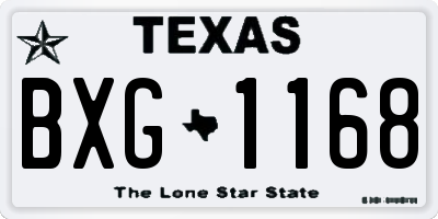 TX license plate BXG1168