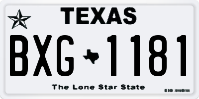 TX license plate BXG1181