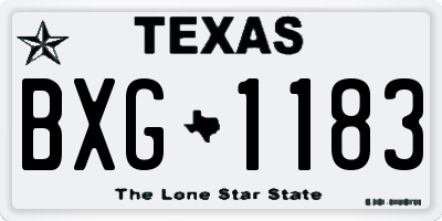 TX license plate BXG1183