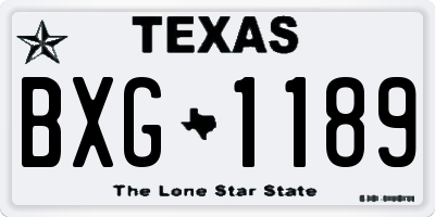 TX license plate BXG1189