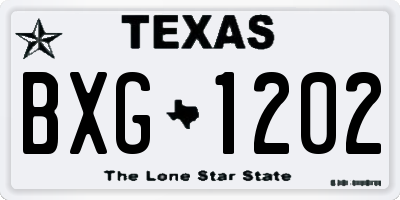 TX license plate BXG1202