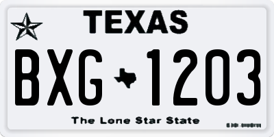 TX license plate BXG1203