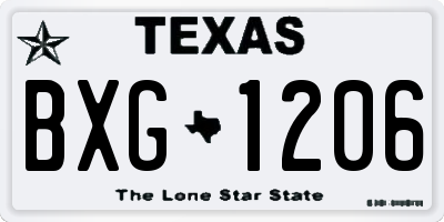 TX license plate BXG1206