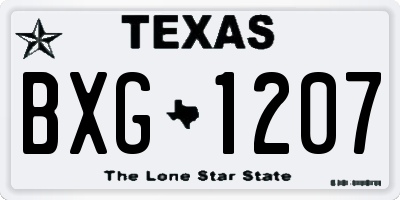 TX license plate BXG1207