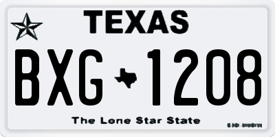 TX license plate BXG1208