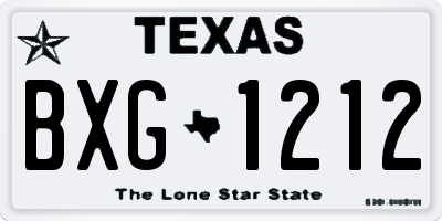 TX license plate BXG1212