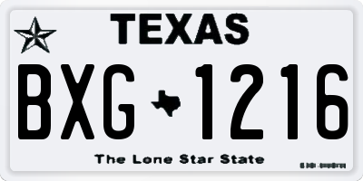 TX license plate BXG1216