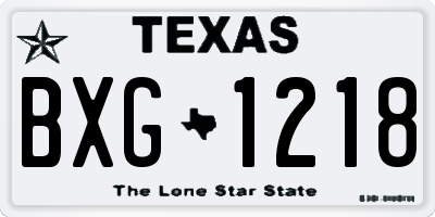 TX license plate BXG1218