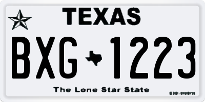TX license plate BXG1223