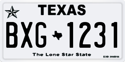 TX license plate BXG1231