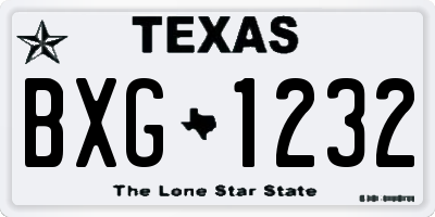 TX license plate BXG1232