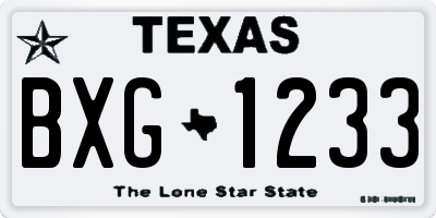 TX license plate BXG1233