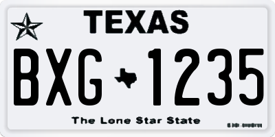 TX license plate BXG1235