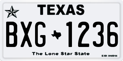 TX license plate BXG1236