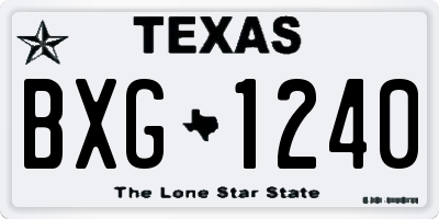 TX license plate BXG1240