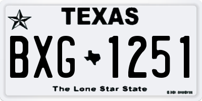 TX license plate BXG1251