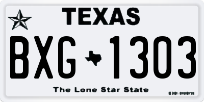 TX license plate BXG1303