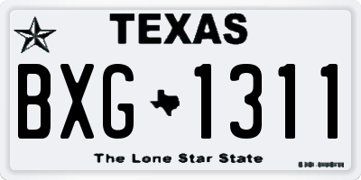 TX license plate BXG1311