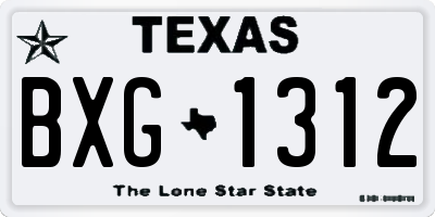 TX license plate BXG1312