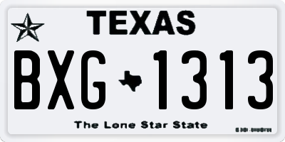 TX license plate BXG1313