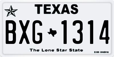 TX license plate BXG1314