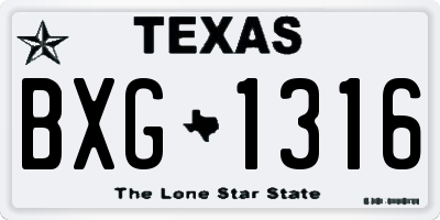 TX license plate BXG1316