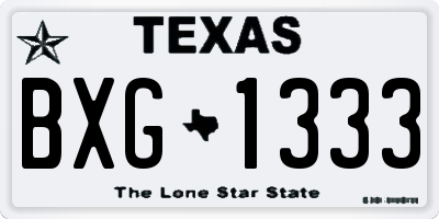 TX license plate BXG1333