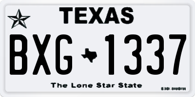 TX license plate BXG1337