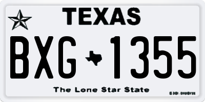 TX license plate BXG1355