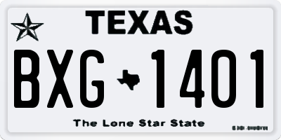 TX license plate BXG1401