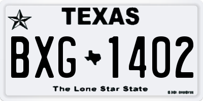 TX license plate BXG1402