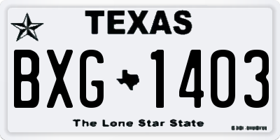 TX license plate BXG1403