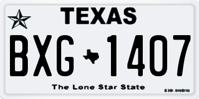 TX license plate BXG1407