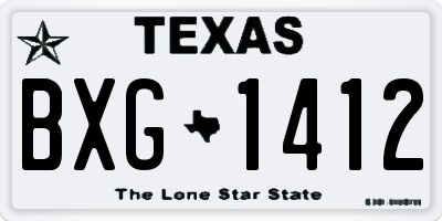 TX license plate BXG1412