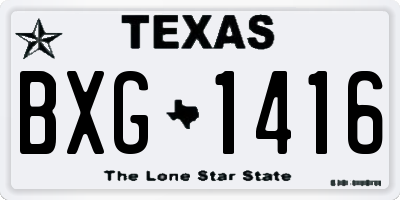 TX license plate BXG1416