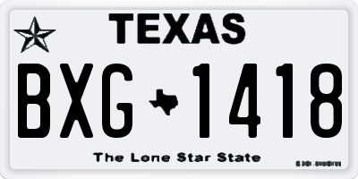 TX license plate BXG1418