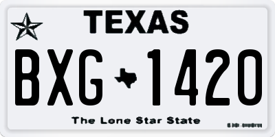 TX license plate BXG1420