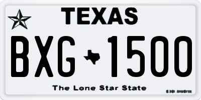 TX license plate BXG1500