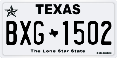 TX license plate BXG1502
