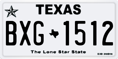 TX license plate BXG1512